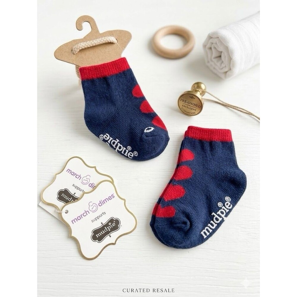 Mud Pie Mudpie Socks Baby Size 0-12 Months Red Blue  Unisex New NWT Infant